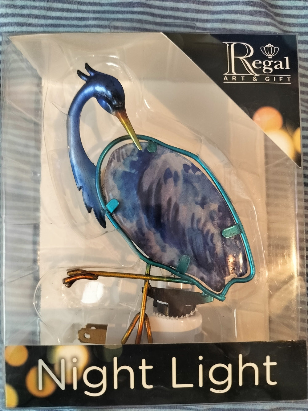 Regal Blue Heron Night Light - Blue